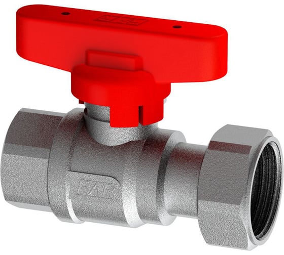 Кран шаровой FAR хромированный, 1/2" ВР-накидная гайка, бабочка красная S 3047 1212RC