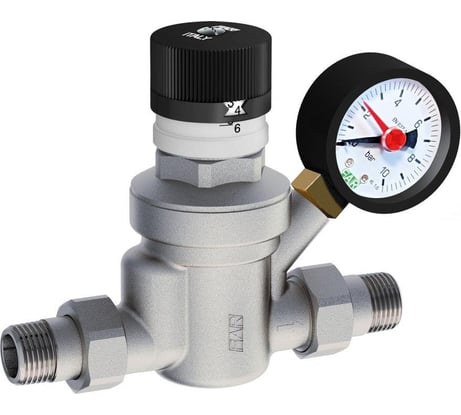 Редуктор FAR хромированный, 1/2", НР-НР, с визуализацией давления, с манометром FA 2879 12