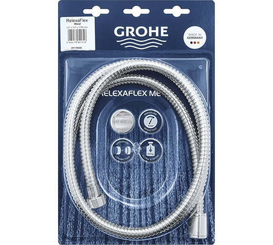 Душевой шланг GROHE Relexaflex Metal 1750 мм, хром 28139000