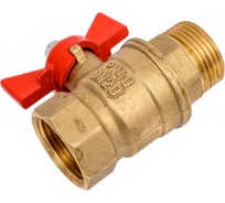 Кран шаровой Valfex N/P59 бирка для воды, 3/4" ВР/НР, ручка бабочка, латунный 11Б27фт1М (72/18) VF.218.LB1.034.N/P59.Bir