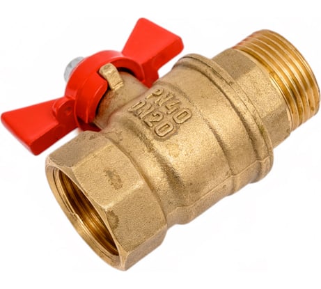 Кран шаровой Valfex N/P59 бирка для воды, 3/4" ВР/НР, ручка бабочка, латунный 11Б27фт1М (72/18) VF.218.LB1.034.N/P59.Bir