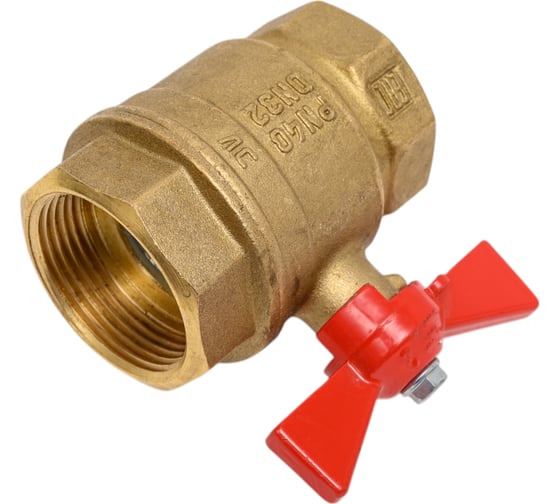 Кран шаровой Valfex N/P59 бирка для воды, 1 1/4" ВР/ВР, ручка бабочка, латунный 11Б27фт1М VF.217.LB1.114.N/P59.Bir