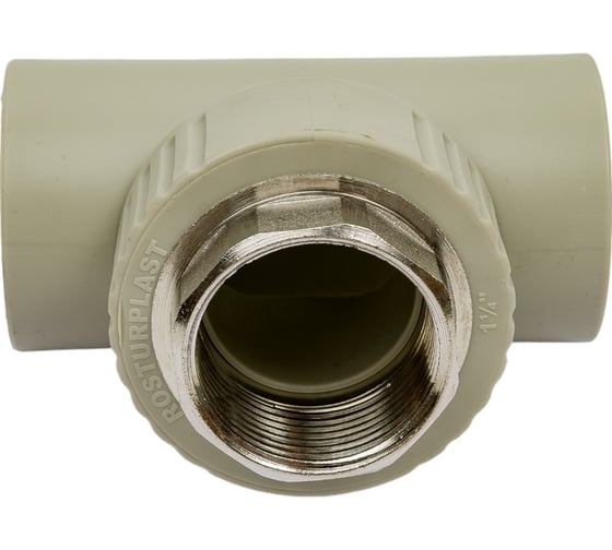Тройник RTP комбинированный, внутренняя резьба PN25 D40х1 1/4", под ключ, серая 10992