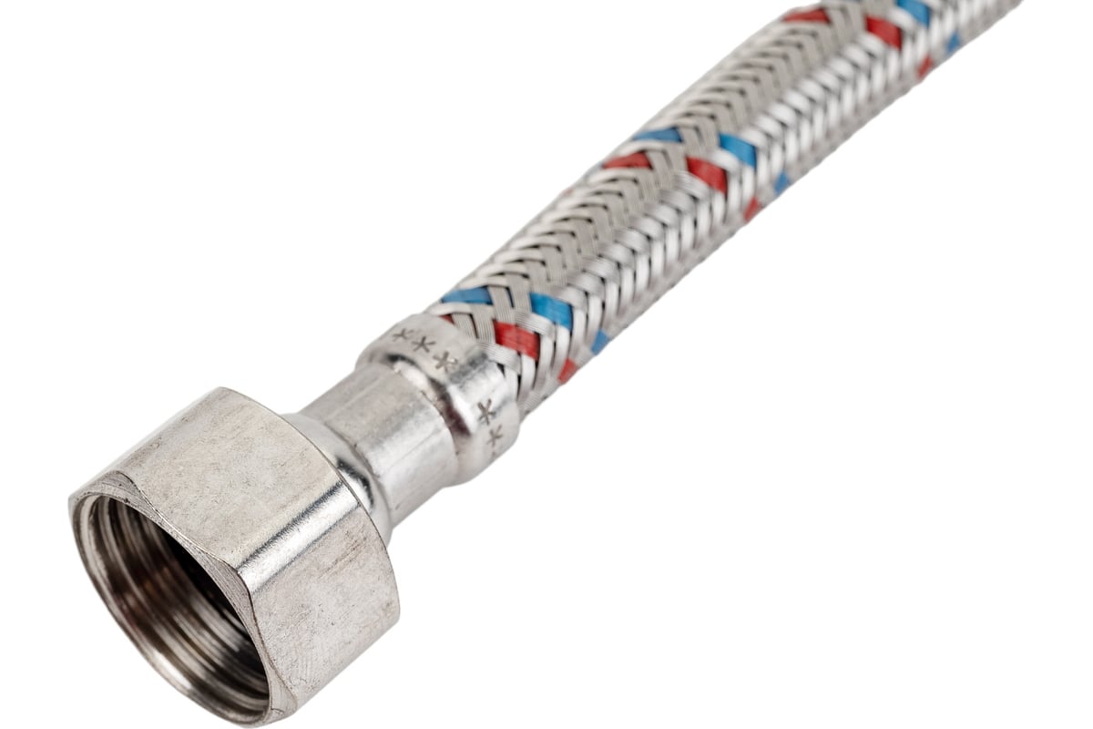 Гибкая подводка для воды (30 см; 1/2"; гайка-штуцер) VALTEC VTf.002.IS ...