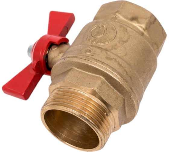 Кран шаровой Valfex N/P59 БИРКА для воды 1 1/4" ВР/НР ручка-бабочка, латунный 11Б27фт1М (24/6) VF.218.LB1.114.N/P59.Bir