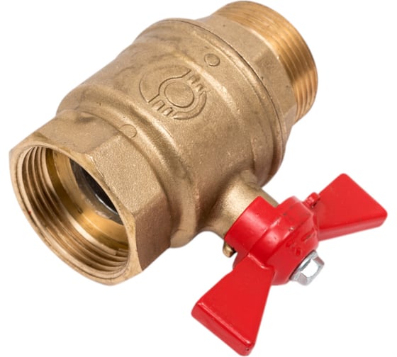 Кран шаровой Valfex N/P59 БИРКА для воды 1 1/4" ВР/НР ручка-бабочка, латунный 11Б27фт1М (24/6) VF.218.LB1.114.N/P59.Bir