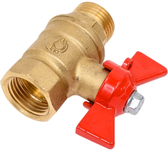 Кран шаровой Valfex N/P59 БИРКА для воды 1/2" ВР/НР ручка-бабочка, латунный 11Б27фт1М (96/24) VF.218.LB1.012.N/P59.Bir