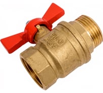 Кран шаровой Valfex N/P59 БИРКА для воды 1" ВР/НР ручка-бабочка, латунный 11Б27фт1М (48/12) VF.218.LB1.100.N/P59.Bir