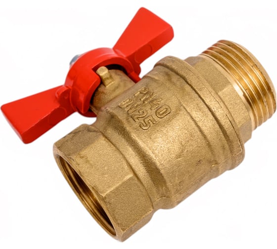 Кран шаровой Valfex N/P59 БИРКА для воды 1" ВР/НР ручка-бабочка, латунный 11Б27фт1М (48/12) VF.218.LB1.100.N/P59.Bir