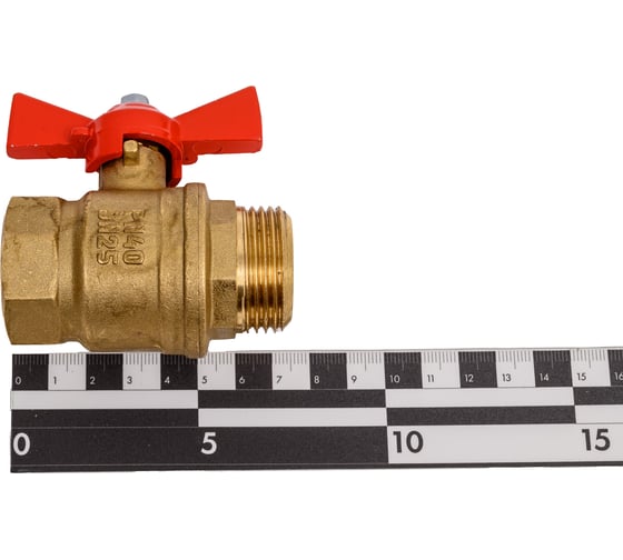 Кран шаровой Valfex N/P59 БИРКА для воды 1" ВР/НР ручка-бабочка, латунный 11Б27фт1М (48/12) VF.218.LB1.100.N/P59.Bir