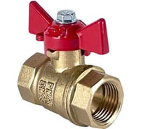 Кран шаровой Valfex N/P59 БИРКА для воды 1" ВР/ВР ручка-бабочка, латунный 11Б27фт1М (48/12) VF.217.LB1.100.N/P59.Bir