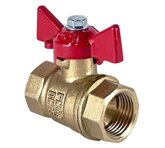 Кран шаровой Valfex N/P59 БИРКА для воды 1" ВР/ВР ручка-бабочка, латунный 11Б27фт1М (48/12) VF.217.LB1.100.N/P59.Bir