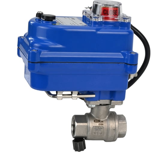 Кран шаровой DN.ru КШМП.316.230-ISO Ду20 Ру63 с электроприводом 003 blue 24В D160-12765