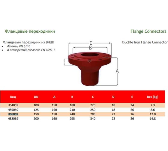 Фланцевый переходник Halifax SML DN150 HS6059