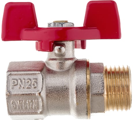 Кран шаровой RTP латунный, вн/нар., PN 25, ручка бабочка, G 1/2 34885