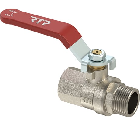 Кран шаровой RTP латунный, вн/нар., PN 40, рычаг, G1 34880