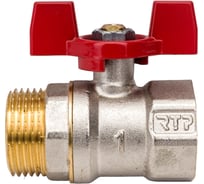 Кран шаровой RTP латунный, вн/нар., PN 25, ручка бабочка, G1 34877