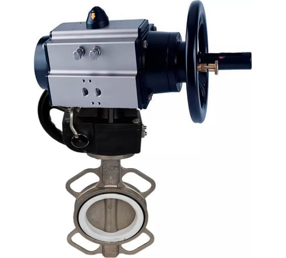 Дисковый затвор DN.ru WCB-316L-VITON Ду150 Ру16, ручной дублёр D050-21645 1