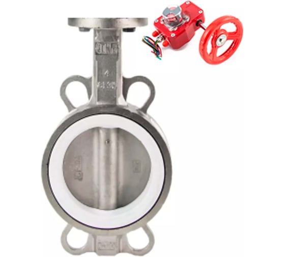 Затвор DN.ru 316L-316L-PTFE Ду65 Ру16 с редуктором HGBF-1 D050-12175 1