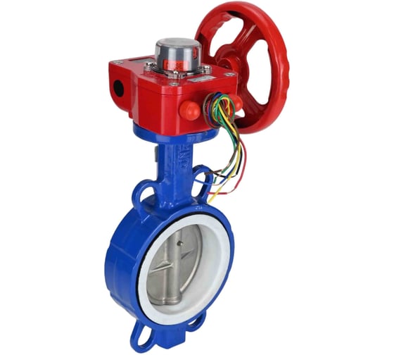 Затвор DN.ru WCB-316L-PTFE Ду100 Ру16 с редуктором HGBF-1 D050-12187 1