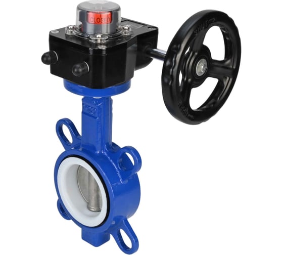 Затвор DN.ru WCB-316L-PTFE Ду250 Ру16 с редуктором HGB-3 D050-12151 1