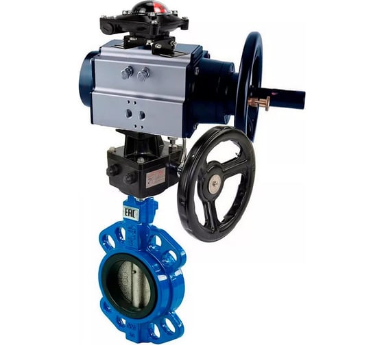 Дисковый затвор DN.ru GG25-316L-NBR Ду150 Ру16 пневмопривод, ручной дублёр, БКВ D050-21722 1