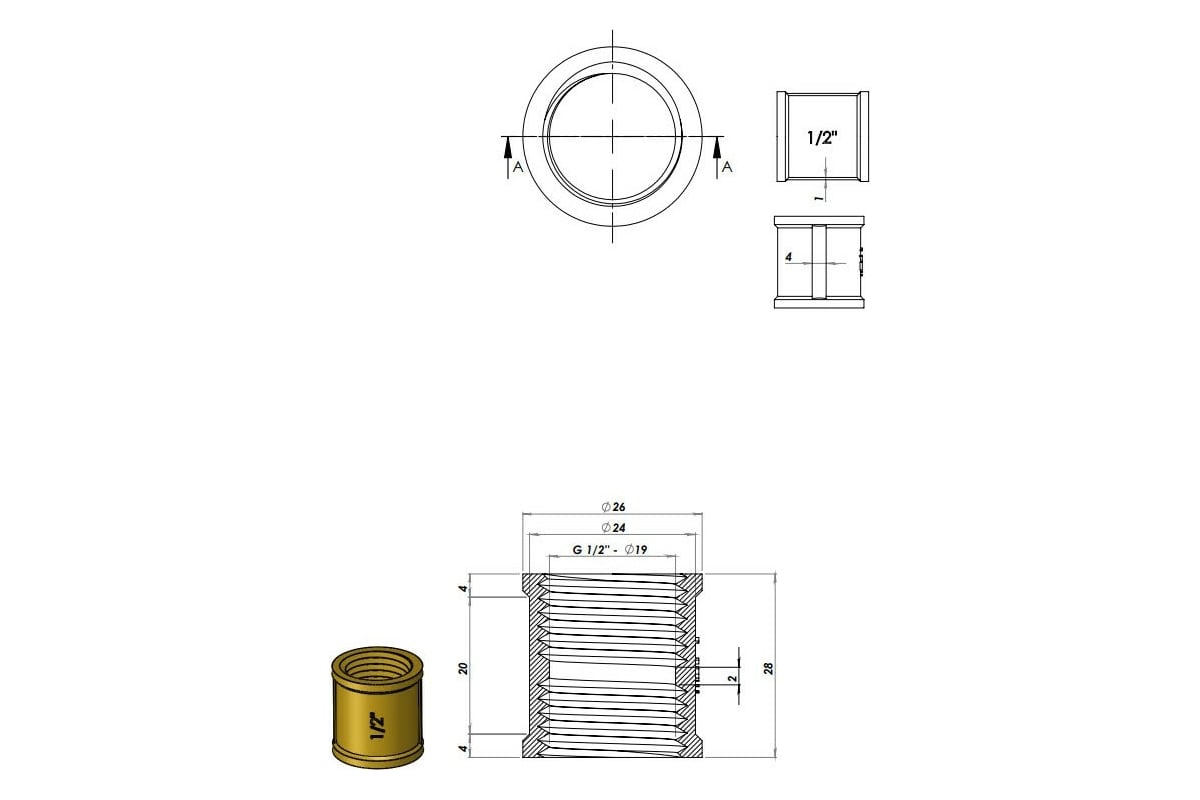 Муфта соединительная RTP G 1/2 34905 - выгодная цена, отзывы ...
