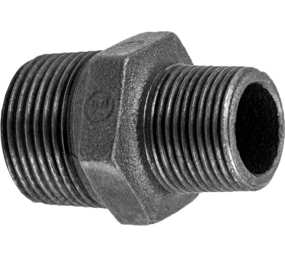 Ниппель редукционный AV Engineering 1 1/2" х 1 1/4" нар.-нар., чугун черный AVEC501112114