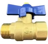 Кран шаровый для воды GRIALE 1/2 дюйма латунный полнопроходной, ВН-НР, ручка - бабочка L12-BFM