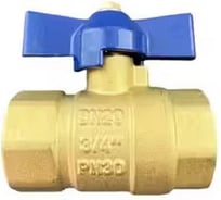 Кран шаровый для воды GRIALE 3/4 дюйма латунный полнопроходной, ВН-ВН, ручка - бабочка L34-BFF