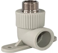 Угольник с креплением RTP PN25 комбинированный, наружная резьба D25х3/4 мм, серый 15922