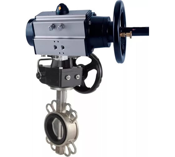 Дисковый затвор DN.ru 316L-316L-VITON Ду150 Ру16, ручной дублёр D050-21644 1