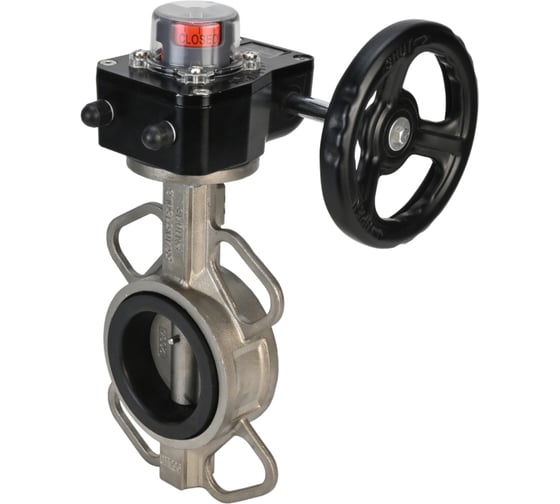 Затвор DN.ru 316L-316L-EPDM Ду200 Ру16 с редуктором HGB-3 D050-12130 1