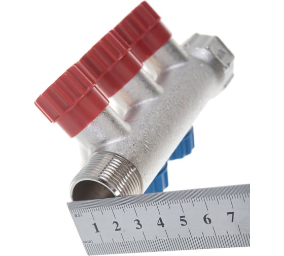 Комплект Valtec _15 VI7 Коллектор с вент. 3 вых.х3/4x1/2 НР, никель VTc.560.N.0503+ Адаптер д/коллектора /конус-плоскость/ 1/2 VTc.701.N.04 VT.VI7.K15.5600503.701