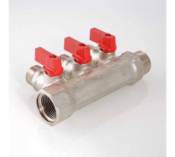 Комплект Valtec _18 VI7 Коллектор с отсекающими кранами, 1x3 вых. 1/2 нар. VTc.580.N.0603 + Адаптер д/коллектора /конус-плоскость/ 1/2 VTc.701.N.04 VT.VI7.K18.5800603.701