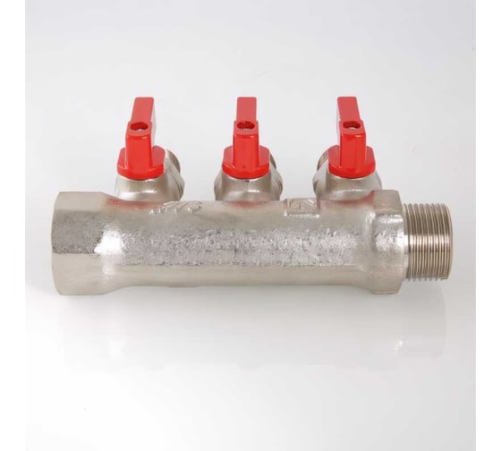 Комплект Valtec _18 VI7 Коллектор с отсекающими кранами, 1x3 вых. 1/2 нар. VTc.580.N.0603 + Адаптер д/коллектора /конус-плоскость/ 1/2 VTc.701.N.04 VT.VI7.K18.5800603.701
