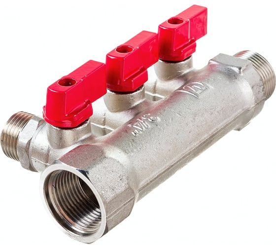 Комплект Valtec _17 VI7 Коллектор с кранами 3 вых. х 3/4"х 1/2 НР VTc.580.N.0503 + Адаптер д/коллектора /конус-плоскость/ 1/2 VTc.701.N.04 VT.VI7.K17.5800503.701
