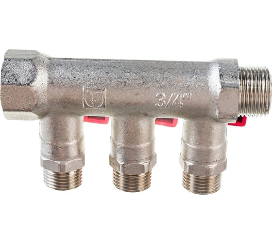 Комплект Valtec _17 VI7 Коллектор с кранами 3 вых. х 3/4"х 1/2 НР VTc.580.N.0503 + Адаптер д/коллектора /конус-плоскость/ 1/2 VTc.701.N.04 VT.VI7.K17.5800503.701