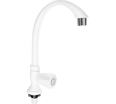 Кран для холодной воды СоюзКран однорычажный, пластик, гайка, белый, MОНО-02 554-143