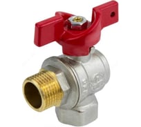 Шаровой кран Aquasfera латунь, никель, угловой, полнопроходной, бабочка, Euro Ду15 Ру40 м/р 1009-01 007-7401