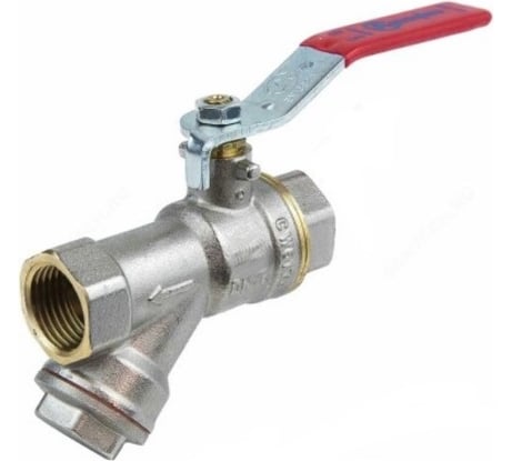 Шаровой кран-фильтр Aquasfera латунь, никель, Ду25 Ру25 м/м., полнопроходной, рычажный, 1014-03 007-7407