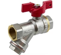 Шаровой кран-фильтр Aquasferaлат никель, полнопроходной, бабочка Ду15 Ру40 м/м 1015-01 007-7408