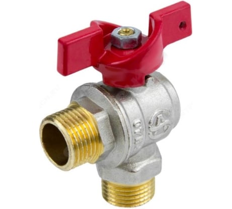 Шаровой кран Aquasfera латунь, никель, угловой, полнопроходной, бабочка, Euro Ду15 Ру40 р/р 1010-01 007-7402