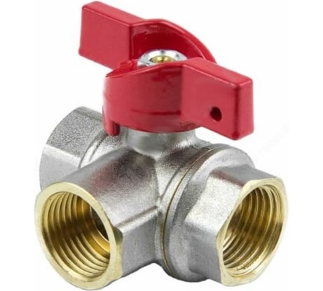 Шаровой кран Aquasfera латунь, никель, 3-ходовой, полнопроходной, бабочка, Euro Ду15 Ру40 м/м 1021-01 007-8302