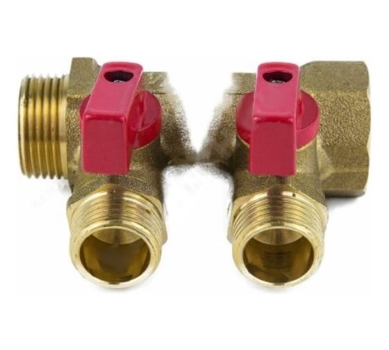 Коллектор Aquasfera латунь, шаровой кран, красный, 3/4", 2 выхода, 1/2", 35 мм 9026-01 027-8993