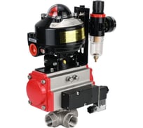 Шаровой кран DN.ru RP.SS316.200.MM L-тип Ду80 Ру40 пневмопривод,пневмораспр,БКВ,БПВ D160-30428