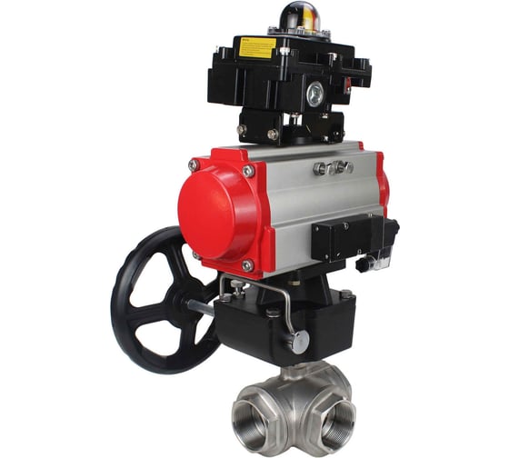 Кран DN.ru RP.SS316.200.MM.040 ISO L-тип Ду40 Ру63 пневмопривод,пневмораспр, дублёр, БКВ D160-19125 1