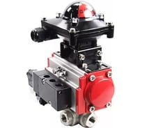 Кран шаровой DN.ru RP.SS316.200.MM ISO 3-ходовой, T-тип, Ду20, Ру63, БКВ взрывозащищенный, пневмораспределитель D160-30096