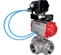 Шаровой кран DN.ru RP.SS316.200.MM L-тип Ду20 Ру63 пневмопривод, пневмопозиционер D160-08635