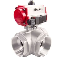 Шаровой кран DN.ru RP.SS316.200.MM L-тип Ду20 Ру63 пневмопривод, пневмораспред D160-08169